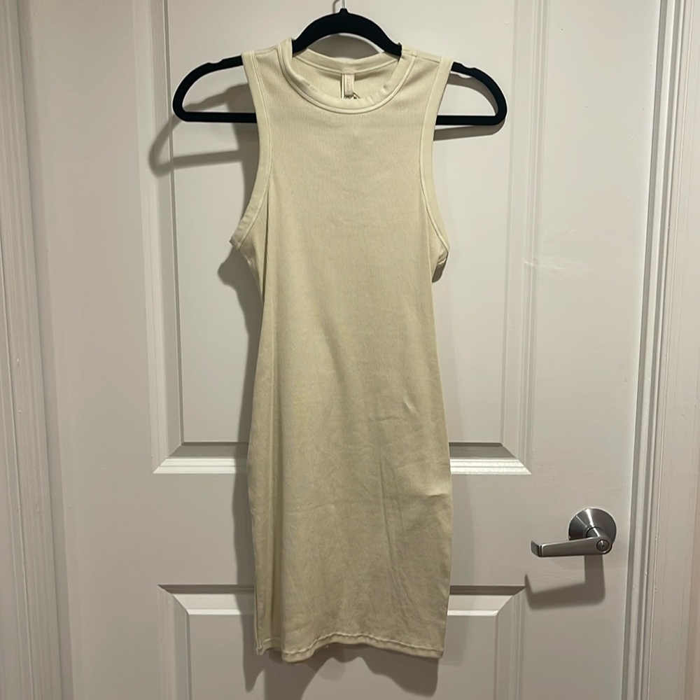SKIMS Ribbed mini dress, color-bone, size S, NWT